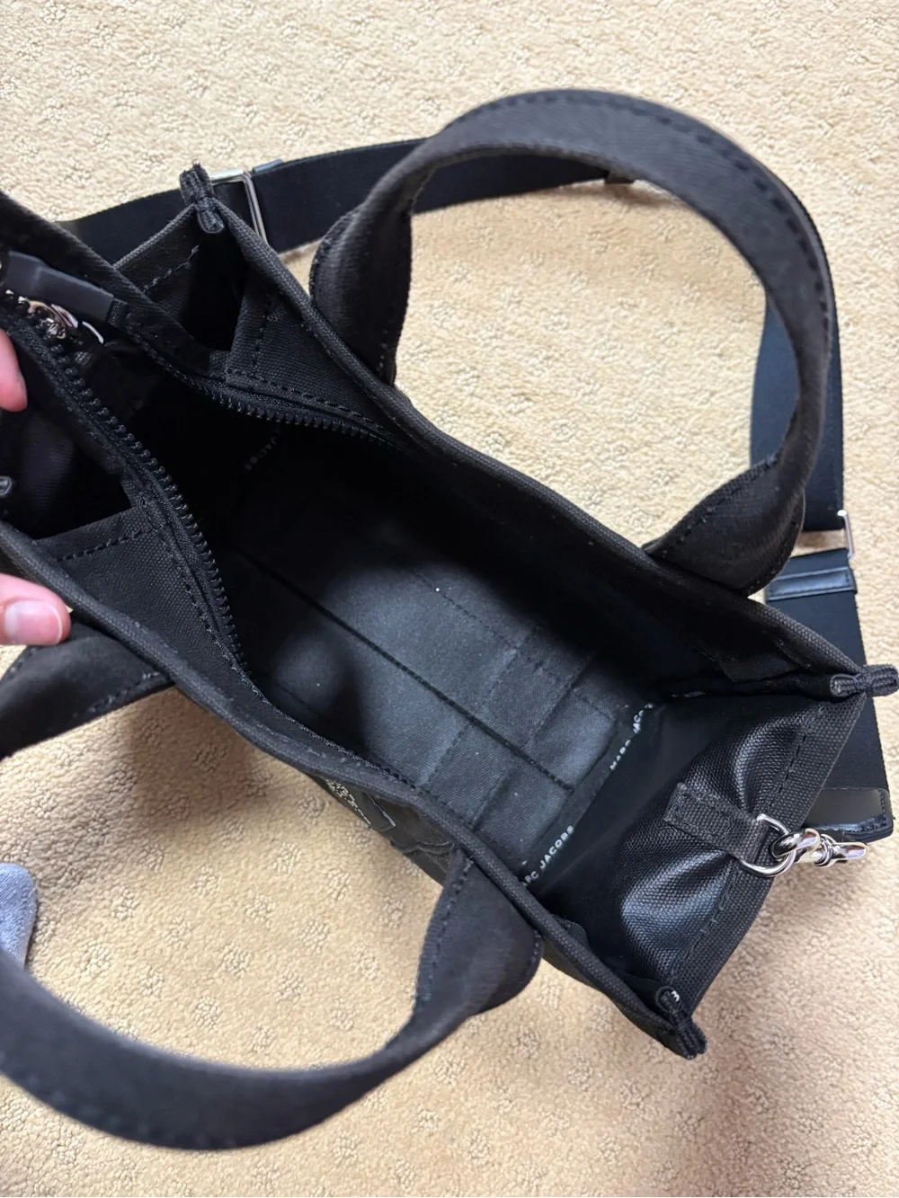 Marc Jacobs Black Canvas Mini Tote with Printed Logo